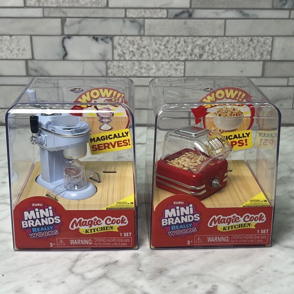 Lot Of 2 Mini Brands Really Works Magic Cook Kitchen Popcorn & Ice-Cream Machine